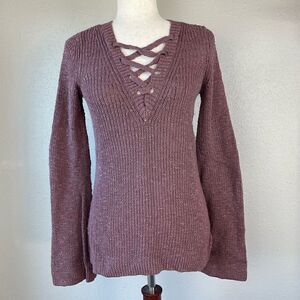 American Eagle Outfitters Lace Up V-Neck Sweater Size XS EUC